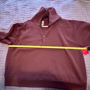 SPANX Women's Maroon Half Zip Sweater-